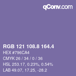 カラーコード: RGB 121 108.8 164.4 | qconv.com