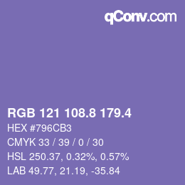 カラーコード: RGB 121 108.8 179.4 | qconv.com