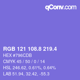 カラーコード: RGB 121 108.8 219.4 | qconv.com