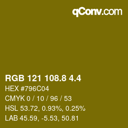 カラーコード: RGB 121 108.8 4.4 | qconv.com