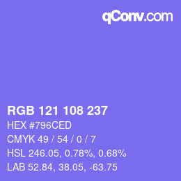 Color code: RGB 121 108 237 | qconv.com