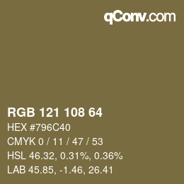 Farbcode: RGB 121 108 64 | qconv.com