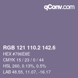 カラーコード: RGB 121 110.2 142.6 | qconv.com