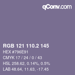 カラーコード: RGB 121 110.2 145 | qconv.com
