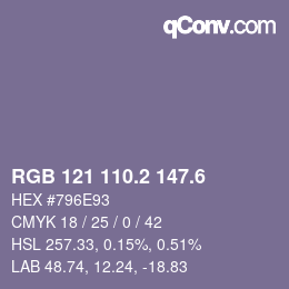カラーコード: RGB 121 110.2 147.6 | qconv.com