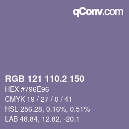 カラーコード: RGB 121 110.2 150 | qconv.com
