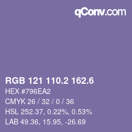 カラーコード: RGB 121 110.2 162.6 | qconv.com