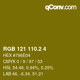 カラーコード: RGB 121 110.2 4 | qconv.com
