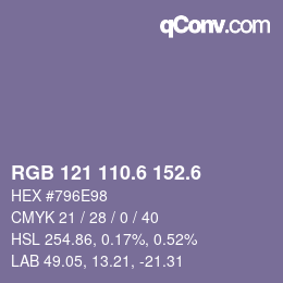 カラーコード: RGB 121 110.6 152.6 | qconv.com