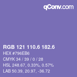 カラーコード: RGB 121 110.6 182.6 | qconv.com