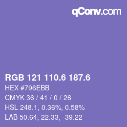 カラーコード: RGB 121 110.6 187.6 | qconv.com