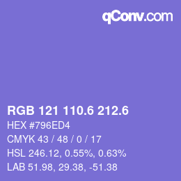 カラーコード: RGB 121 110.6 212.6 | qconv.com