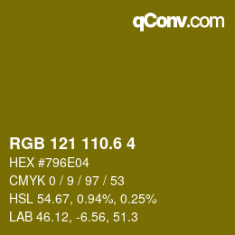 カラーコード: RGB 121 110.6 4 | qconv.com