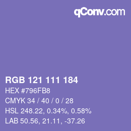 颜色代码: RGB 121 111 184 | qconv.com