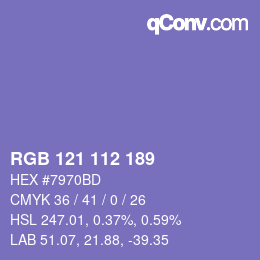 颜色代码: RGB 121 112 189 | qconv.com