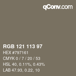 Farbcode: RGB 121 113 97 | qconv.com