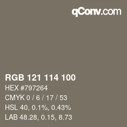 Color code: RGB 121 114 100 | qconv.com