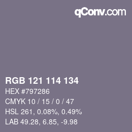 Color code: RGB 121 114 134 | qconv.com