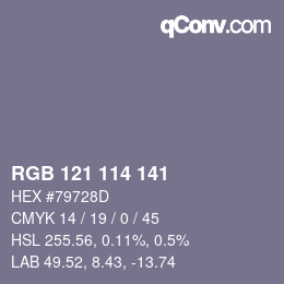 Farbcode: RGB 121 114 141 | qconv.com