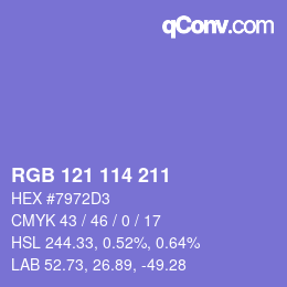 Color code: RGB 121 114 211 | qconv.com