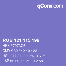 Color code: RGB 121 115 198 | qconv.com