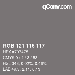 カラーコード: RGB 121 116 117 | qconv.com