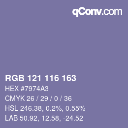 颜色代码: RGB 121 116 163 | qconv.com