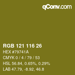 Color code: RGB 121 116 26 | qconv.com