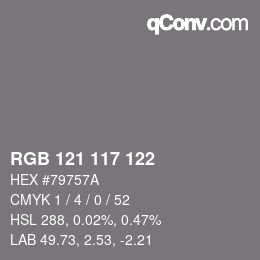 Color code: RGB 121 117 122 | qconv.com
