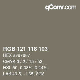 カラーコード: RGB 121 118 103 | qconv.com