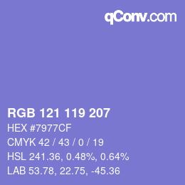 Color code: RGB 121 119 207 | qconv.com