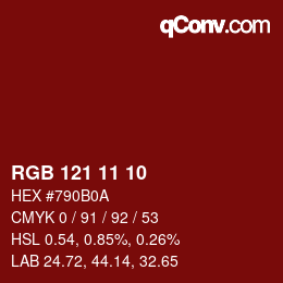 Color code: RGB 121 11 10 | qconv.com