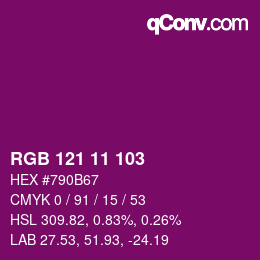 颜色代码: RGB 121 11 103 | qconv.com