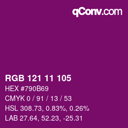 Color code: RGB 121 11 105 | qconv.com