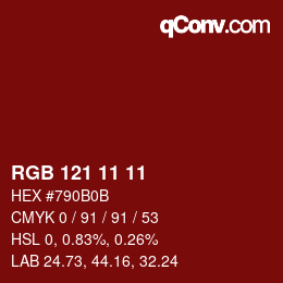 Color code: RGB 121 11 11 | qconv.com