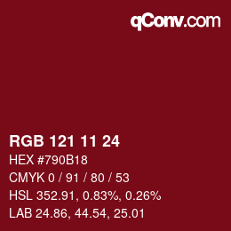 カラーコード: RGB 121 11 24 | qconv.com
