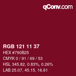 Color code: RGB 121 11 37 | qconv.com
