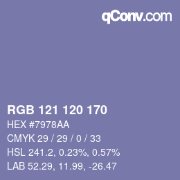 カラーコード: RGB 121 120 170 | qconv.com