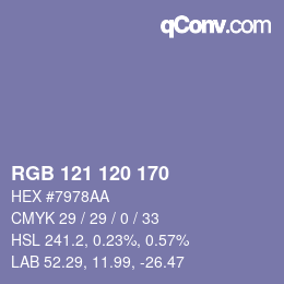 カラーコード: RGB 121 120 170 | qconv.com