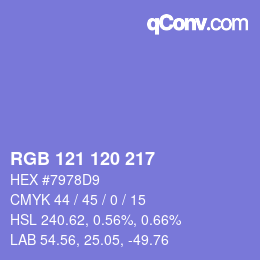 Código de color: RGB 121 120 217 | qconv.com