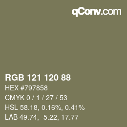 Código de color: RGB 121 120 88 | qconv.com