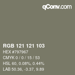 Color code: RGB 121 121 103 | qconv.com