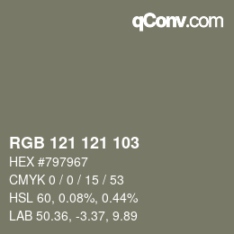 Color code: RGB 121 121 103 | qconv.com