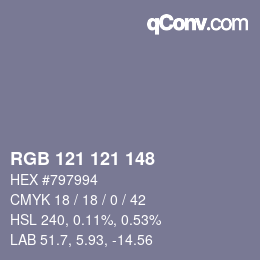 Color code: RGB 121 121 148 | qconv.com