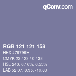 Color code: RGB 121 121 158 | qconv.com