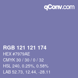 Color code: RGB 121 121 174 | qconv.com