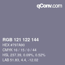 Farbcode: RGB 121 122 144 | qconv.com