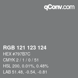 Color code: RGB 121 123 124 | qconv.com