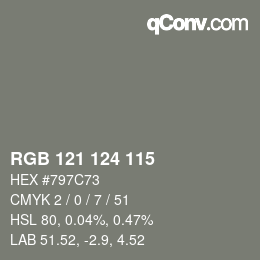 カラーコード: RGB 121 124 115 | qconv.com