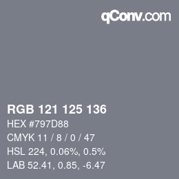 Farbcode: RGB 121 125 136 | qconv.com